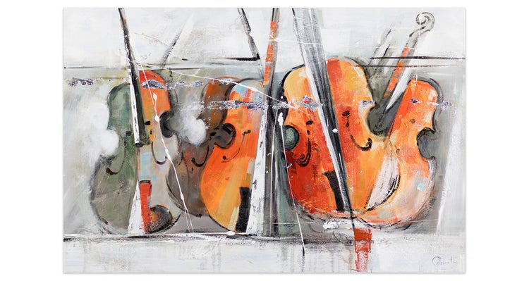 Handgemaltes Gemälde Acrylfarbe 120x80cm Orange