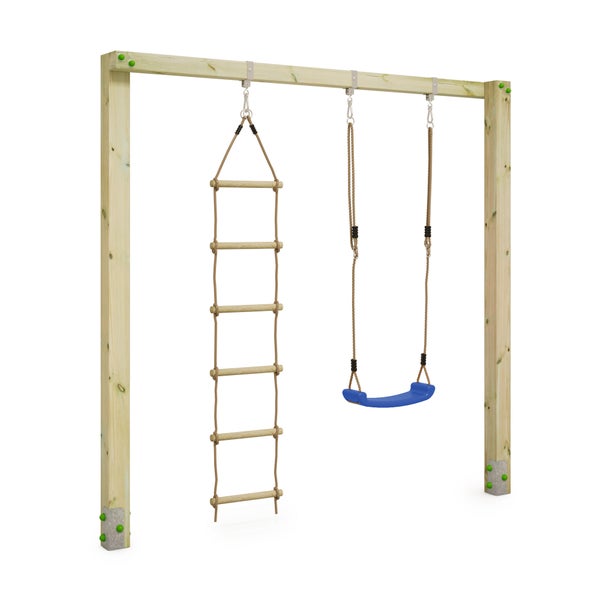 WICKEY Kinderschaukel Schaukelgestell Aero Star Schaukel, Schaukelgerüst, Doppelschaukel, Holzschaukel - blau