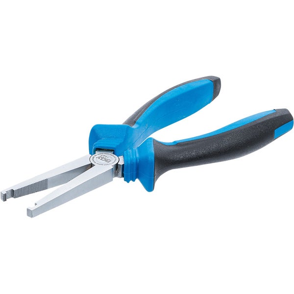 Flachrundzange mit blau-schwarzem Griff