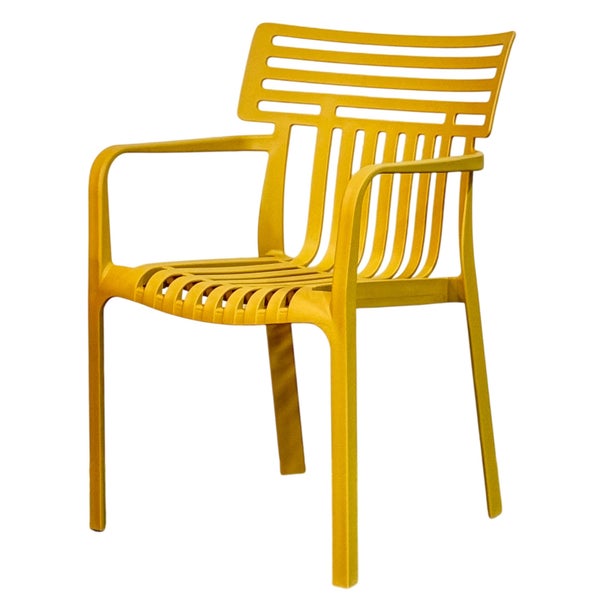 Gelber Kunststoff-Gartenstuhl mit Armlehnen