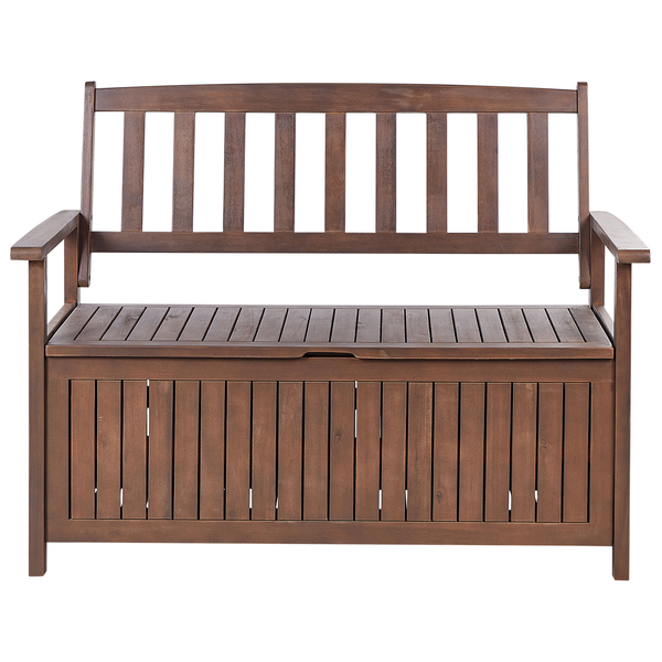 Gartenbank SOVANA 120 cm mit Stauraum Akazienholz Dunkelbraun