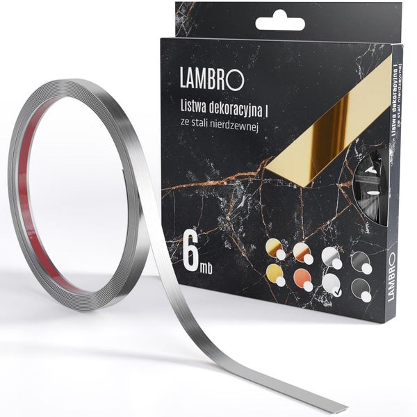 Lambro Dekorleiste aus Edelstahl, sechs Meter, im Karton