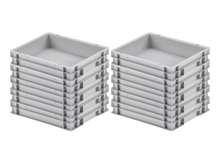 PROREGAL Eurobehälter Mit Geschlossenem Griff HxBxT 7,5 x 30 x 40 cm 9 Liter Grau Eurobox Transportbox Transportbehälter Stapelbehälter