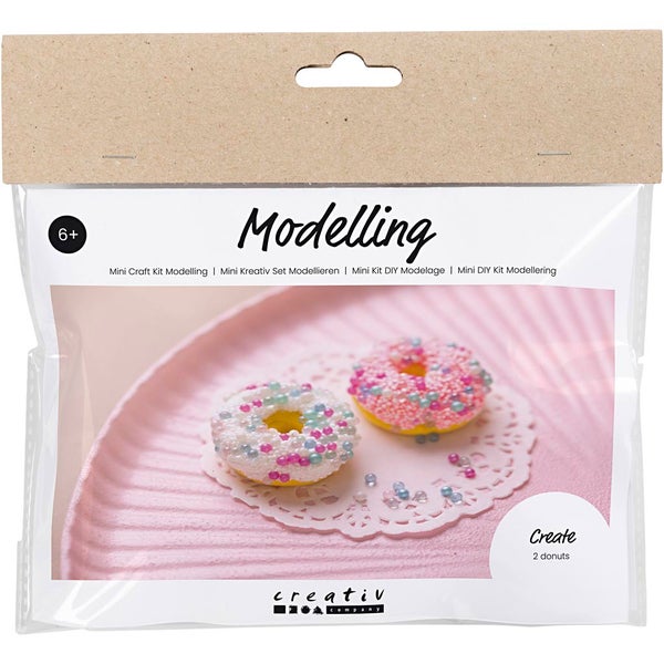 Creativ Company  Mini Kreativ Set Modellieren, Donuts, Pink,Türkis, Weiß, Gelb