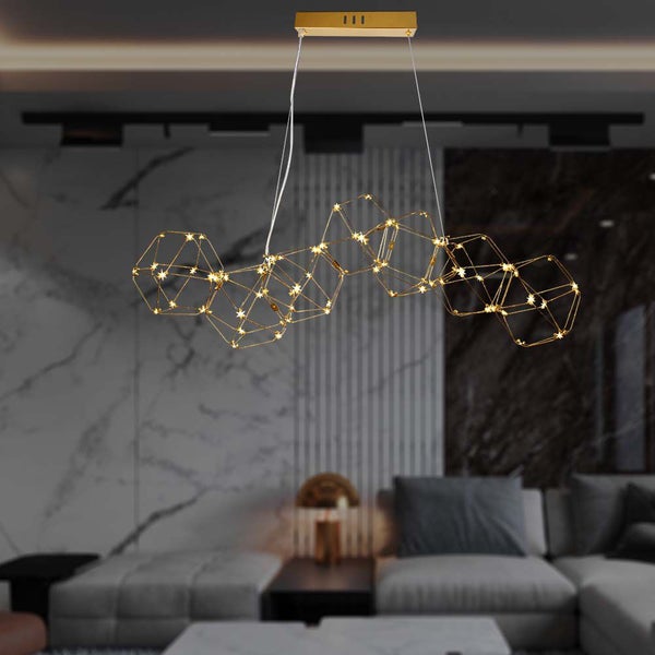 Moderne Hängeleuchte mit geometrischem Design aus Metall und kleinen Lichtern