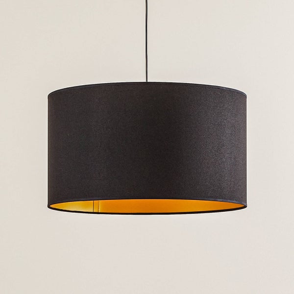 Euluna Pendelleuchte Roller (Modern) in Schwarz aus Textil (1 flammig, E27) - Hängeleuchte Esstischlampe Hängelampe Wohnzimmerleuchte