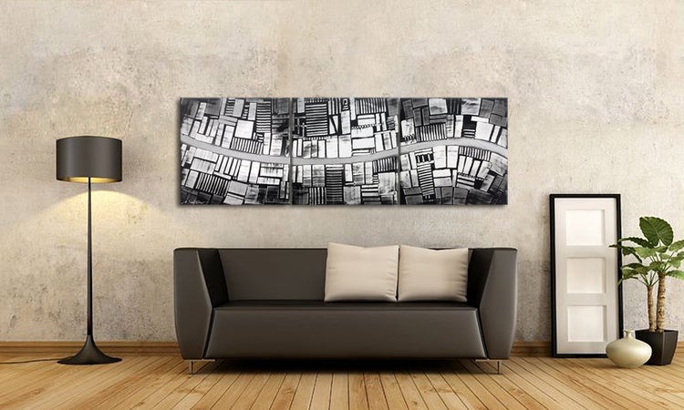 Das moderne Wandbild -Downtown- 180x60x2 cm handgemaltes Unikat