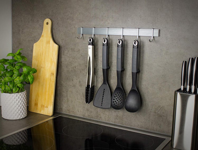 Designfabrik Hamburg Hakenleiste Küche selbstklebend Silber Gebürstet 40cm