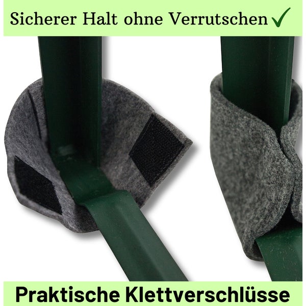 Filzschoner mit Klettverschluss für Metallgestelle für sicheren Halt ohne Verrutschen.
