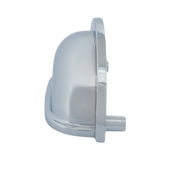 Chromfarbene Türriegel-Garnitur in Seitenansicht