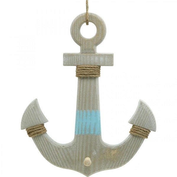 Dekorative Holzanker-Wandgarderobe mit Seilaufhängung