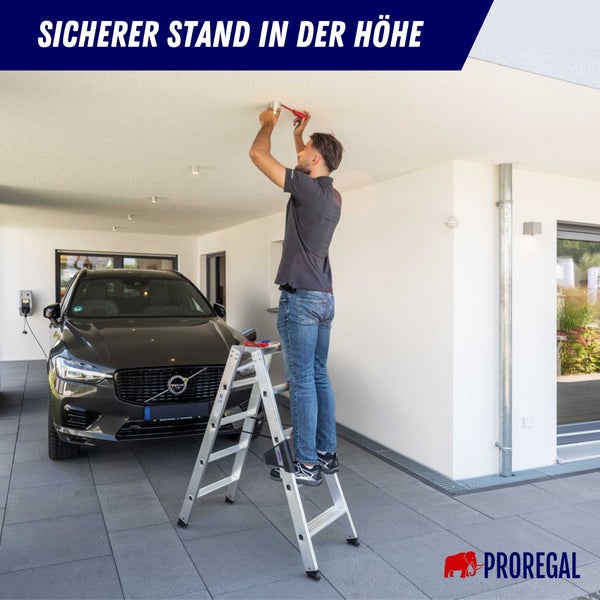PROREGAL Stufen-Stehleiter Beidseitig Begehbar 2 x 8 Stufen