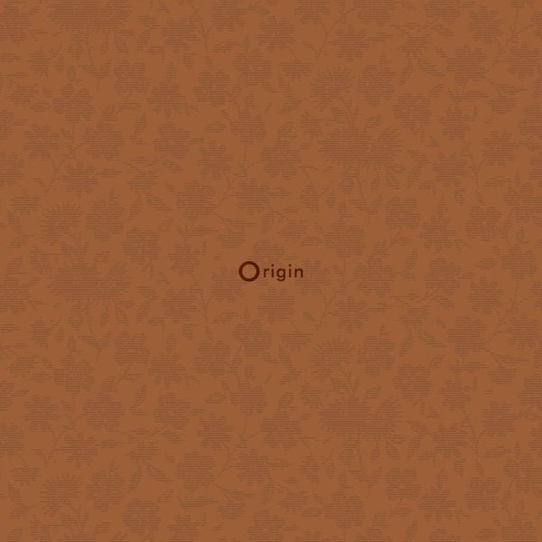 Origin Logo auf floral gemusterter Textiloberfläche