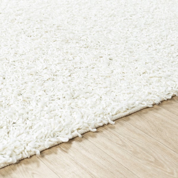 Moderner Hochfloriger Runder Shaggy Teppich Weiß Ø 120 cm LILLY