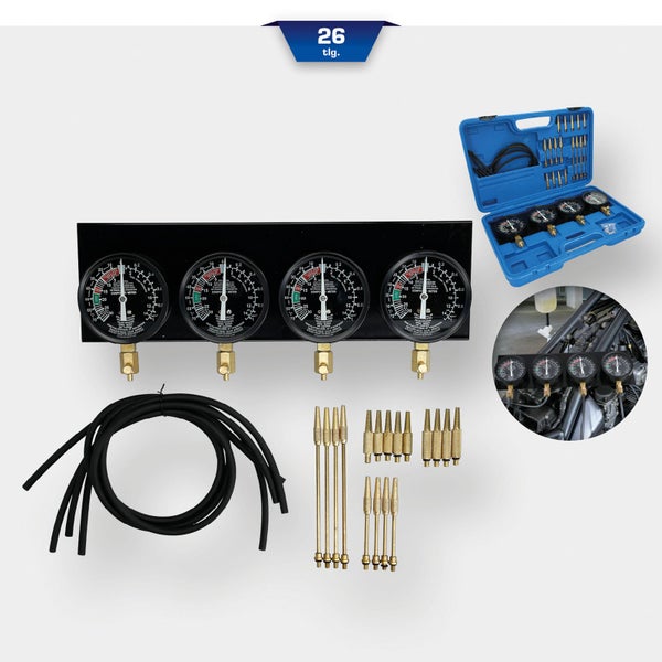 BRILLIANT TOOLS Synchron-Vergaser-Testgerät mit 4 Synchronuhren 26tlg. - BT581200