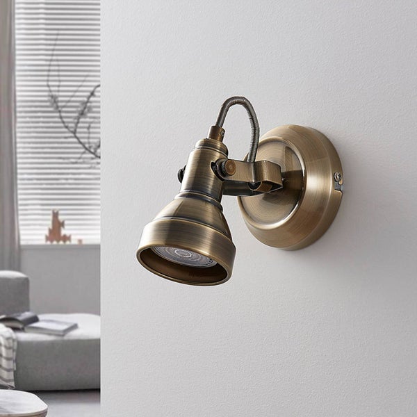 Lindby Wandleuchte, Wandlampe Innen Perseas (Retro Vintage Antik) in Bronze aus Metall (1 flammig GU10) - Wandstrahler Wandbeleuchtung Schlafzimmer / Wohnzimmer Wohnzimmerleuchte