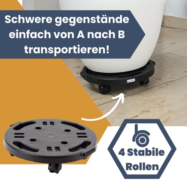 Rolluntersetzer mit vier Rollen zum einfachen Transport von Blumentöpfen und schweren Gegenständen