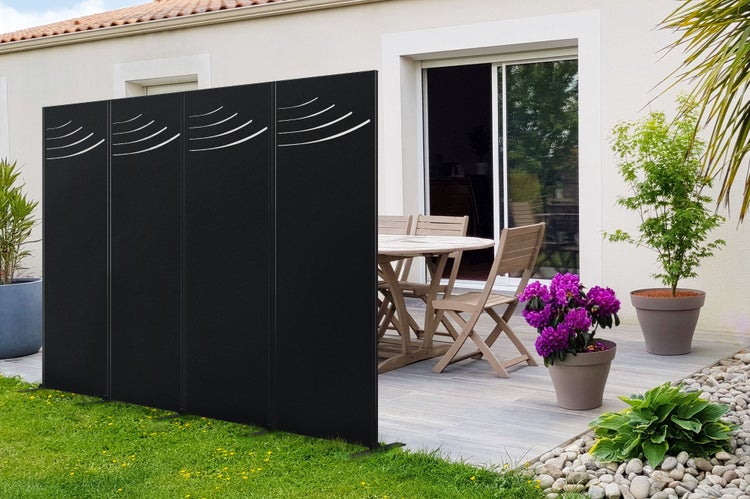 Set mit 3 Dekorplatten VELETA Schwarz H.160cm mit Mustern auf der Oberseite