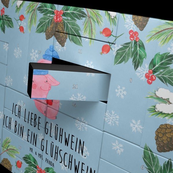 Mr. & Mrs. Panda Befüllbarer Adventskalender Schwein Glühwein - Blau Pastell