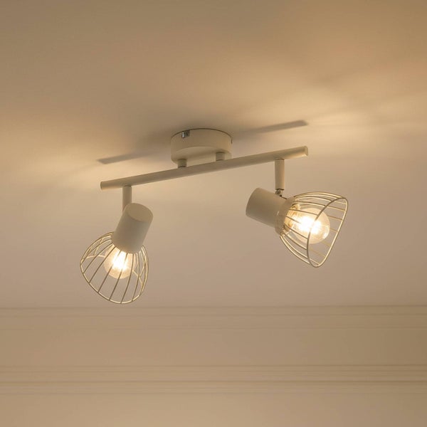 Deckenleuchte mit zwei Strahlern und Käfigschirmen