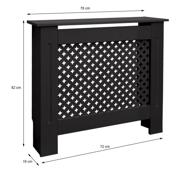 ECD Germany Heizkörperverkleidung mit Wabenmuster 78x19x82cm Schwarz aus MDF lackiert für Schlafzimmer Wohnzimmer Heizungsverkleidung Heizkörperabdeckung Heizungsabdeckung Heizung Heizkörper Abdeckung