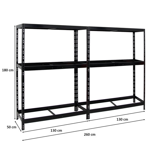 PROREGAL Mega Deal 2x Reifenregal Tiger mit Fachboden HxBxT 180 x 130 x 50 cm Bis Zu Insgesamt 24 Reifen Schwarz