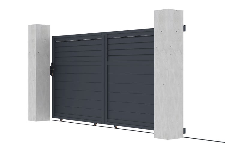 Schiebetor 3,5 m CARPATIA H.160 cm graues Aluminium + 2 Pfosten 20x20 cm H.190 c