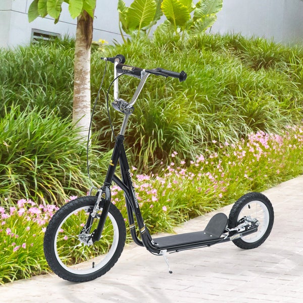 HOMCOM Kinderroller, L135 x B58 x H92-100 cm, Stahl, Gummi, Schwarz