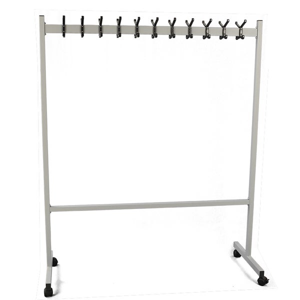 PROREGAL Mobiler Garderobenständer Mit 2x11 Haken HxBxT 170 x 140 x 55 cm Doppelseitig Auf Rollen Hochwertiger Kunststoff Silber
