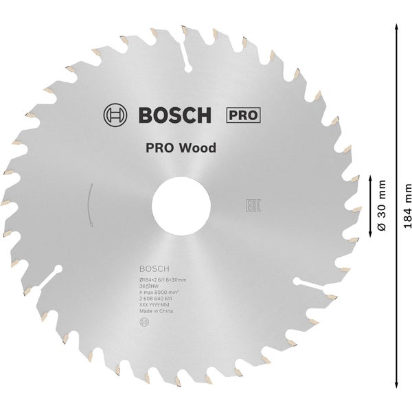 Bosch Pro Holzsägeblatt, Durchmesser 184 Millimeter