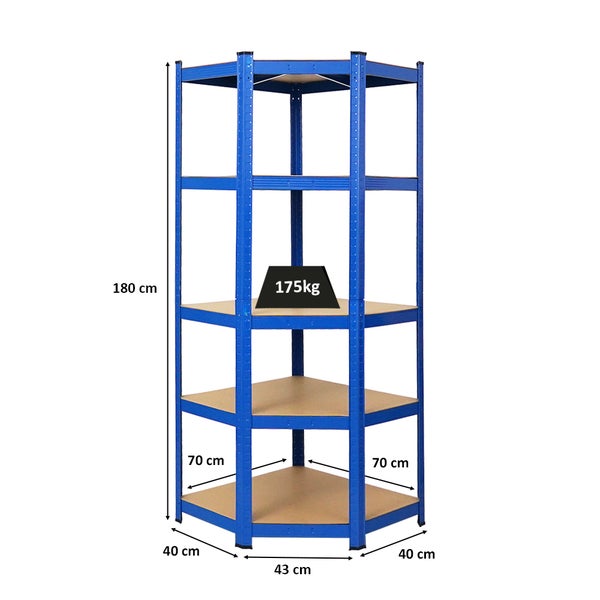 PROREGAL Eckregal Ragnar HxBxT 180 x 70 x 40 cm Fachlast 175 kg Blau