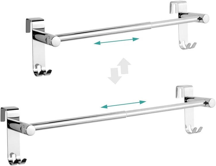 EMKE Handtuchhalter Ohne Bohren Edelstahl Handtuchhalter und Handtuchhaken Einziehbar bis zu 63cm, Glanzchrom