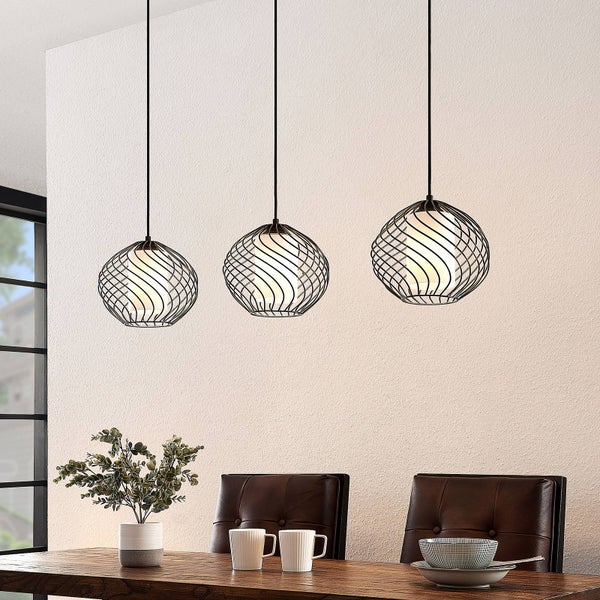 Lindby Pendelleuchte Cedrice (Retro, Vintage Antik) in Schwarz aus Metall (3 flammig E27) - Deckenlampe Esstischlampe Hängelampe Hängeleuchte Wohnzimmerleuchte