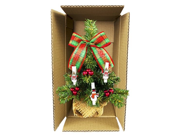Geschmückter künstlicher Weihnachtsbaum mit 26 Ornamenten TINY 7 im Topf 25 cm