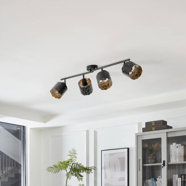 Lindby Deckenlampe Aralena (Modern) in Schwarz aus Metall (4 flammig, E27) - Deckenleuchte Lampe Wohnzimmerleuchte