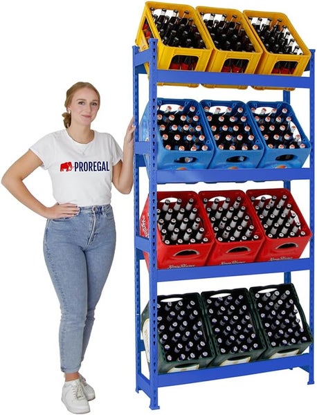 PROREGAL Getränkekistenregal Getränkeregal High Big Camel HxBxT 200x100x30 cm Blau
