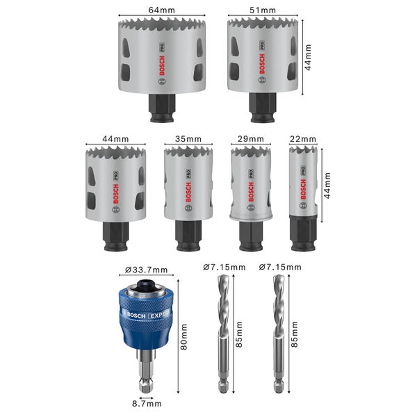 Bosch Pro Lochsägen Set mit Zentrierbohrer und Zubehör