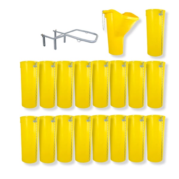 Bauschuttrutschen-Set SIRL XXL Profi | 19-teilig | 18,98m Länge | Einfülltrichter, Halterung & 17 Schuttrohre | Gelb