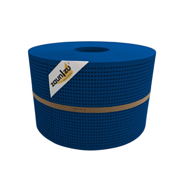 Rolle Sichtschutzstreifen aus Kunststoff mit Löchern und ZaunZu Logo