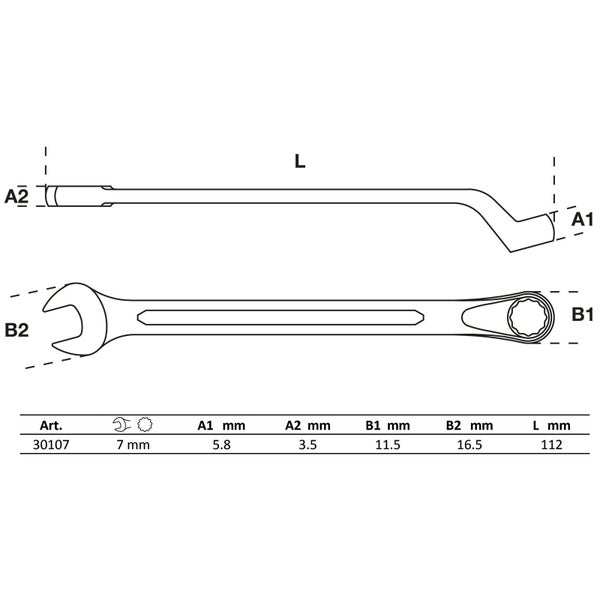 BGS Maul-Ringschlüssel gekröpft SW 7 mm - 30107
