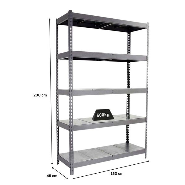 PROREGAL Schwerlastregal Metal Beast Five HxBxT 200 x 150 x 45 cm Fachlast 600 kg Grau