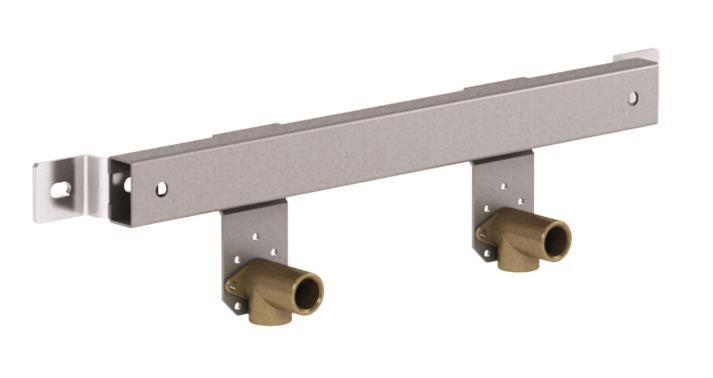 Wandmontageschiene mit zwei Messing Wandwinkeln zur Installation von Armaturen