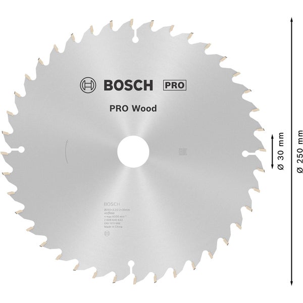 Bosch Pro Holzsägeblatt, 250 Millimeter Durchmesser