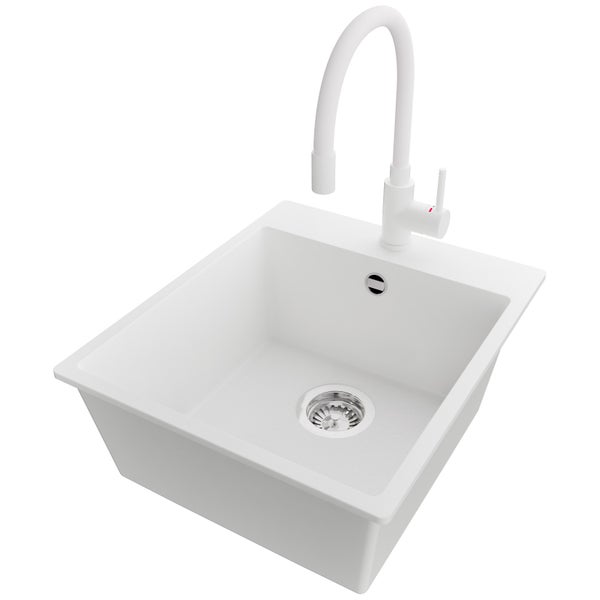 Spülbecken aus Quarzkomposit mit Mischbatterie