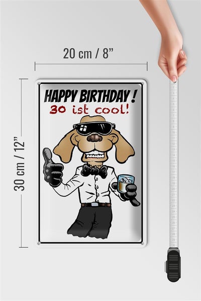 Blechschild Spruch 20x30cm Happy Birthday 30 is cool