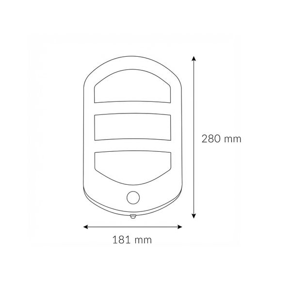 Maßzeichnung eines Bauelements mit den Maßen 280 mm Höhe und 181 mm Breite.