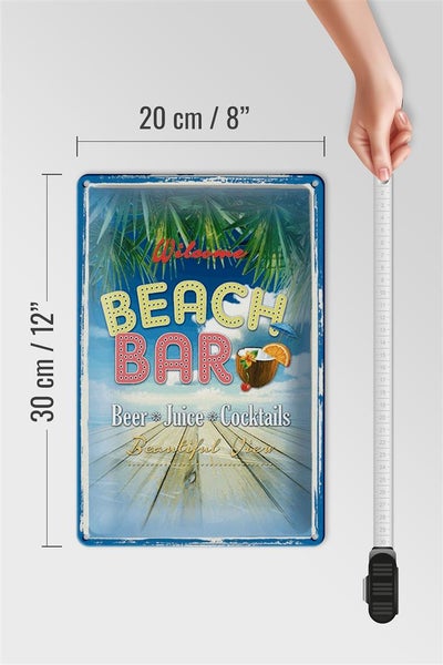 Blechschild Spruch 20x30cm Welcome Beach Bar Beer Juice