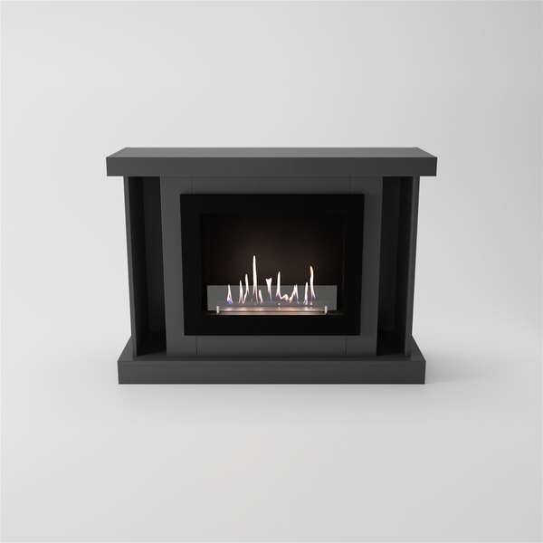 GLOW FIRE Ethanol Kamin 'Hamar' | Ethanolofen in grau mit 3 Std. Brenndauer und 2 KW Heizleistung | BxHxT: 120,4x88,9x38 cm