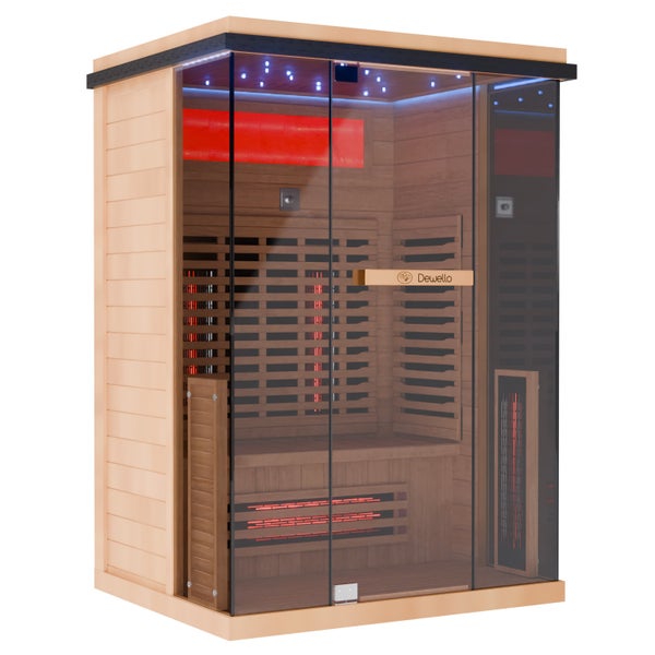 Dewello® Infrarotkabine Infrarotsauna KENORA 130cm x 105cm inkl. 5 Vollspektrumstrahler, 3 Karbonstrahler, LED