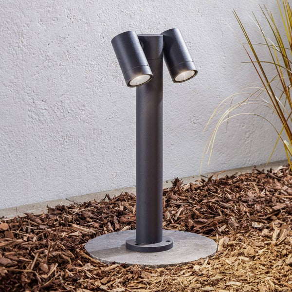 PRIOS Außenleuchte Tulimar (Modern) in Schwarz aus Aluminium (2 flammig, GU10) - Wegeleuchte Pollerleuchte Wegelampe Sockelleuchte